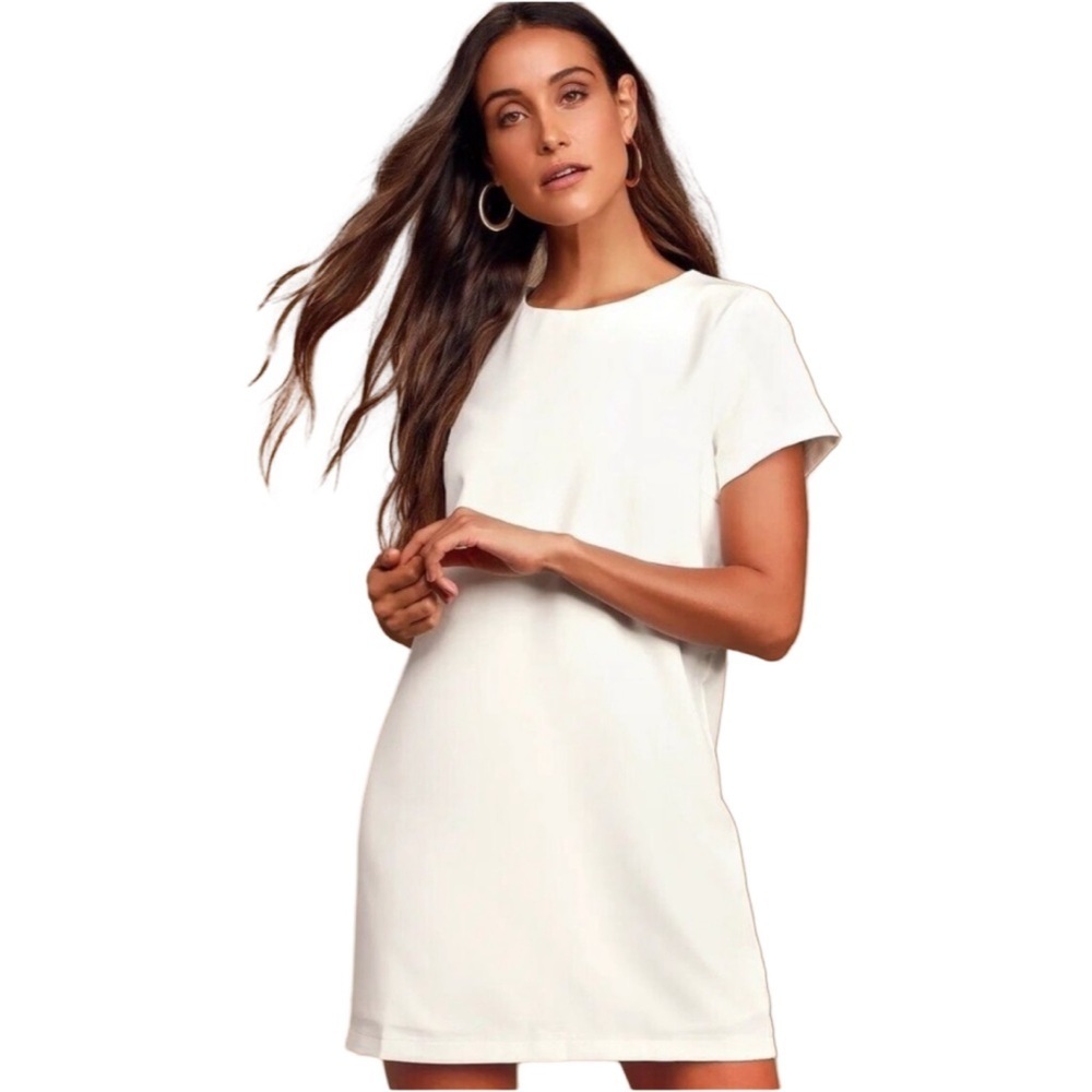 Lulu’s Shift and Shout Ivory Shift Dress Size Medium